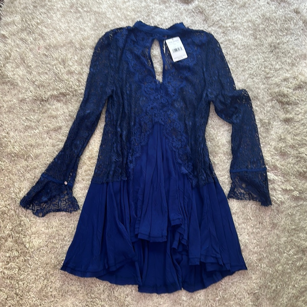 Navy free people lace dress